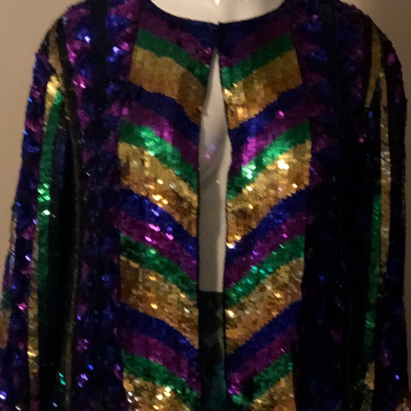 NWT Gorgeous Mardi Gras purple sequins jacket 2X - Picture 5 of 8